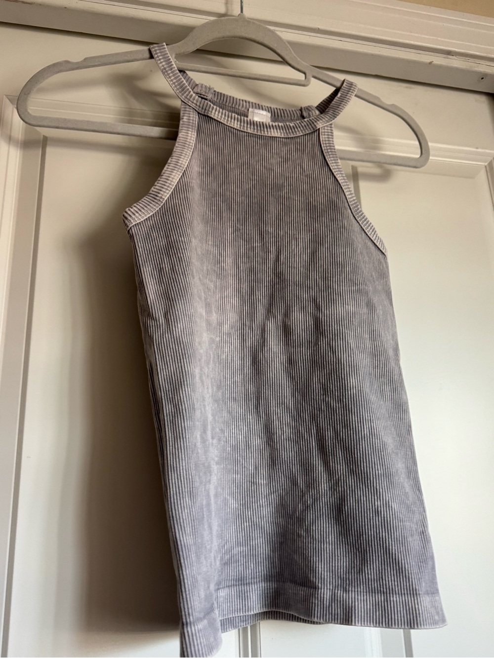 Nikibiki OS One Size Grey Acid Washed Thin Ribbed Racerback Tank Top